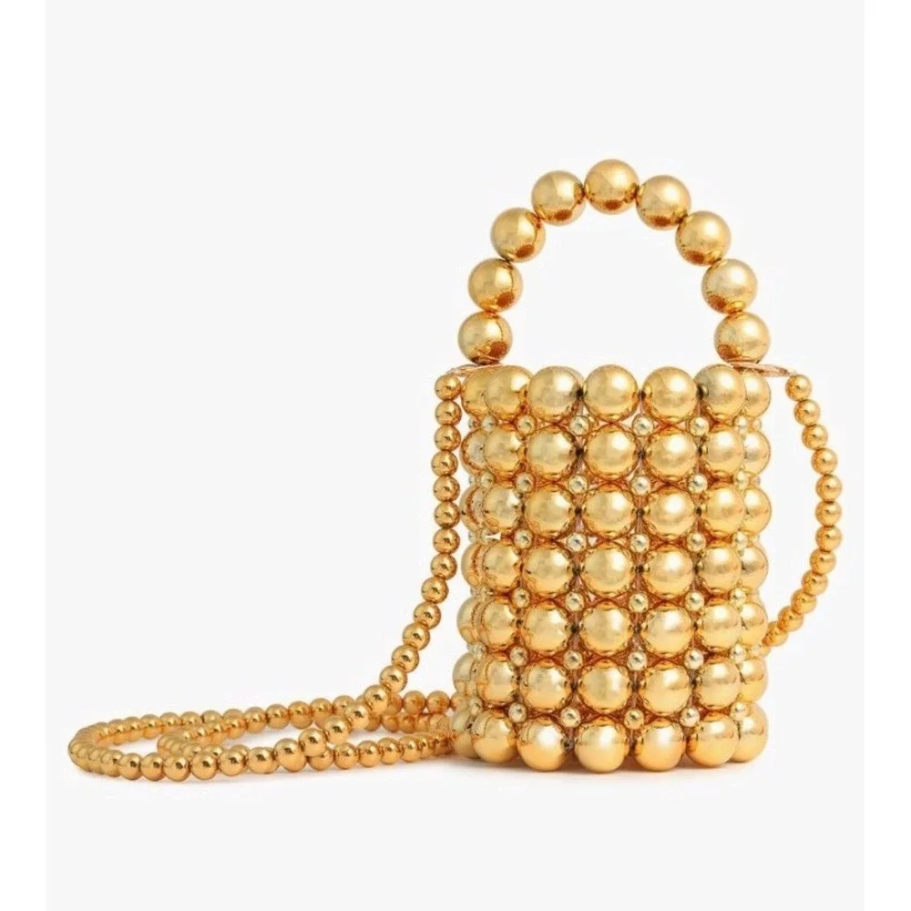 Gold Pearl Beaded Crossbody/Clutch Bag w/ DustBag NEW